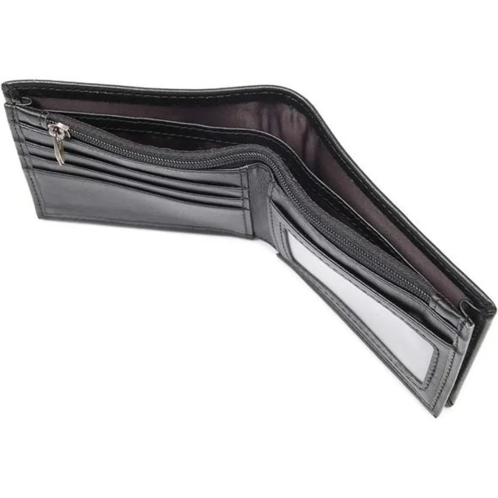 Men's RFID Blocking Cowboy Genuine Natural Crazy Horse Leather Bifold Wallet